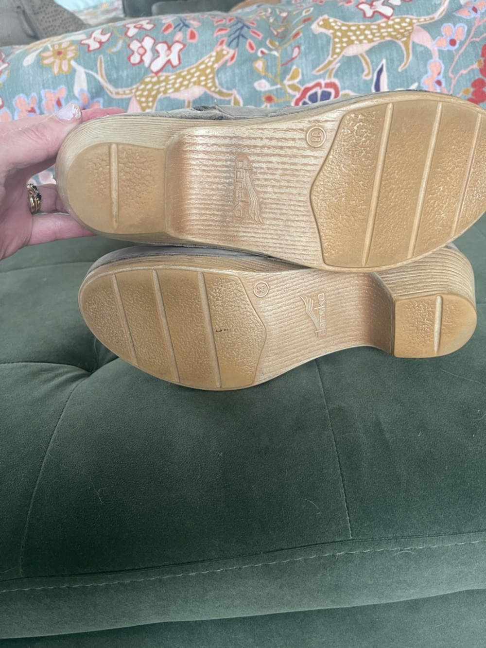 Dansko Lisette Taupe Suede Ankle Booties with Side Zip - Picture 3 of 4